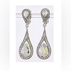 Iridescent Crystal clip-on earrings